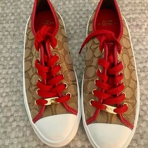 Brown and red Coach sneakers size 7 US